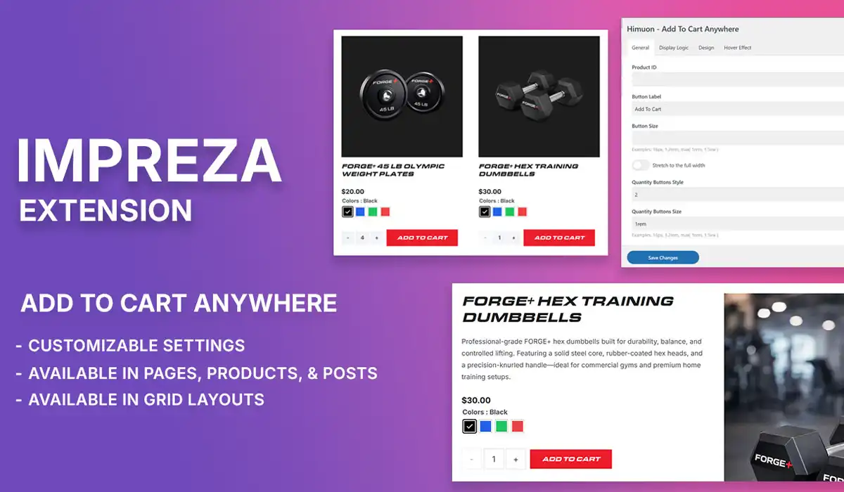 Add to Cart Anywhere (Impreza Theme Extension)
